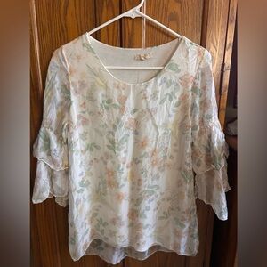 Floral Ruffle Sleeve Top